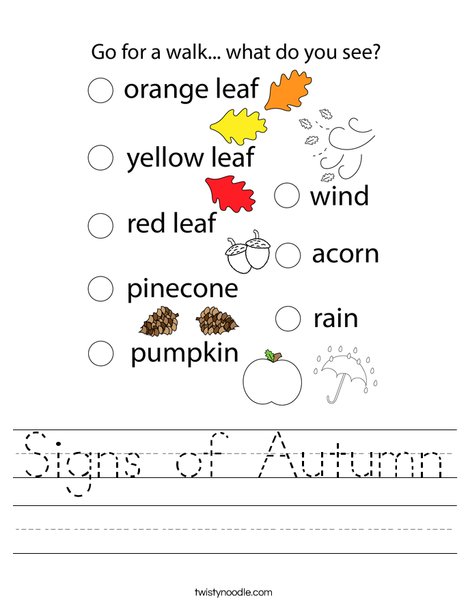 Signs of Autumn. Worksheet