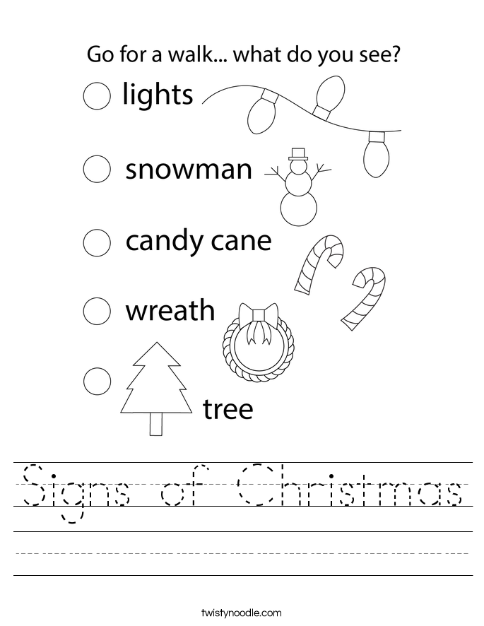 Signs of Christmas Worksheet