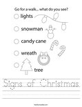 Signs of Christmas Worksheet