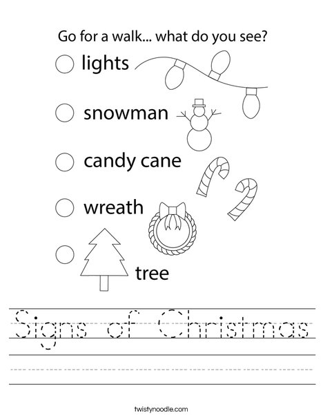 Signs of Christmas Worksheet
