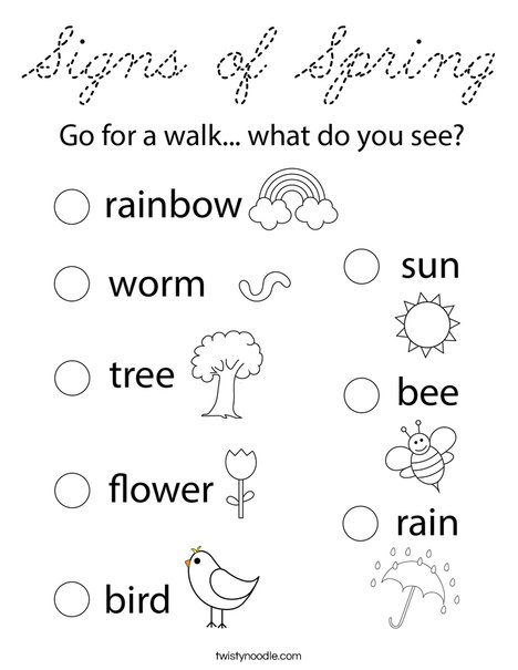 Signs of Spring Coloring Page