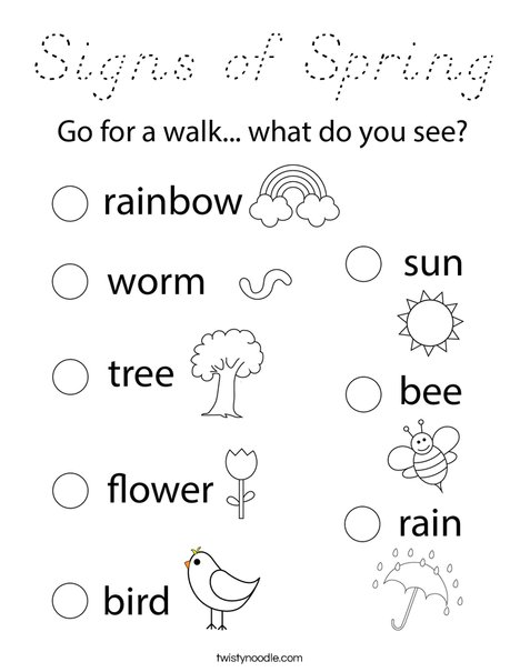 Signs of Spring Coloring Page