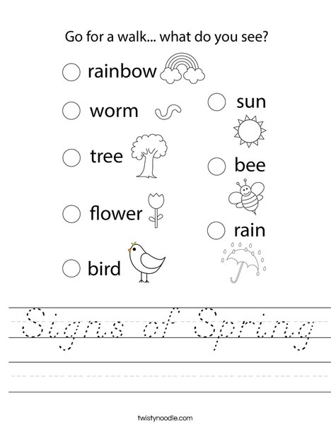 Signs of Spring Worksheet