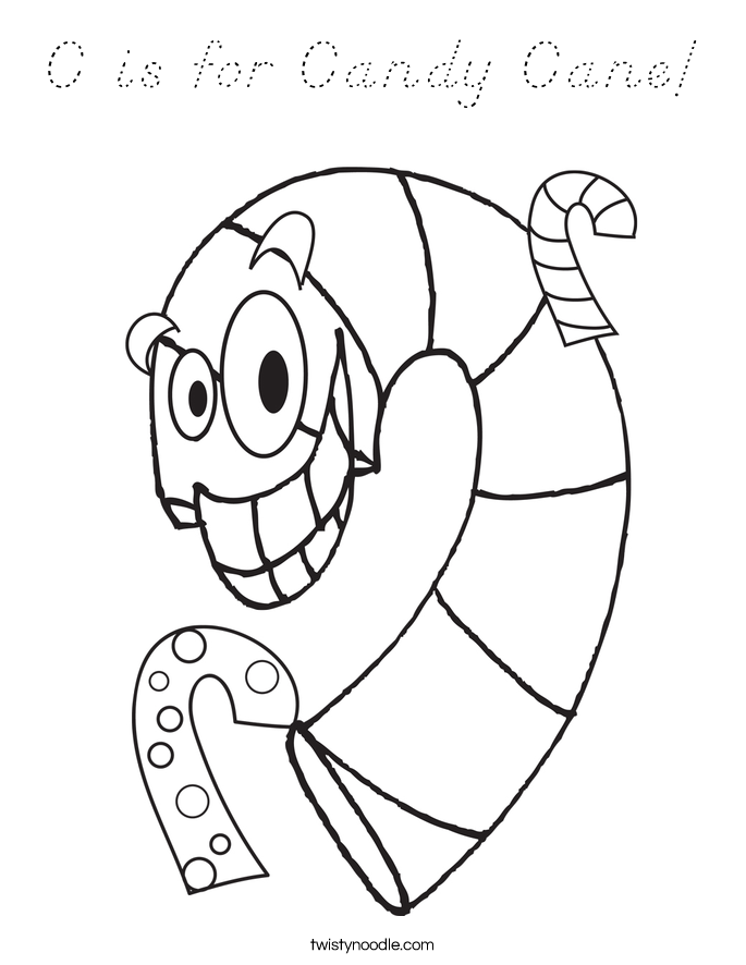 C is for Candy Cane! Coloring Page