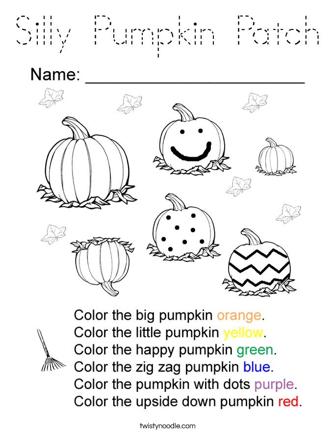 Silly Pumpkin Patch Coloring Page