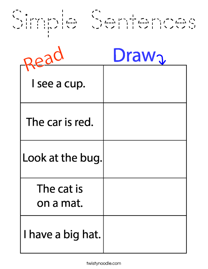 Simple Sentences Coloring Page