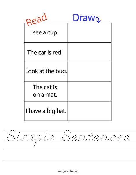 Simple Sentences Worksheet