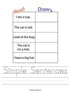 Simple Sentences Handwriting Sheet