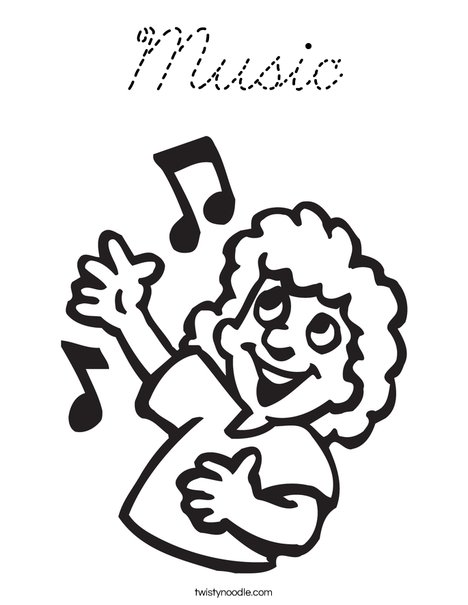Singer with Notes Coloring Page