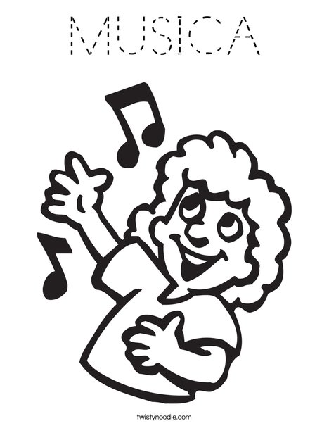 Singer with Notes Coloring Page