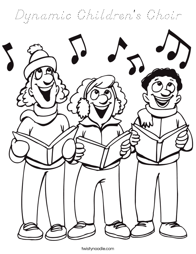 Dynamic Children's Choir Coloring Page