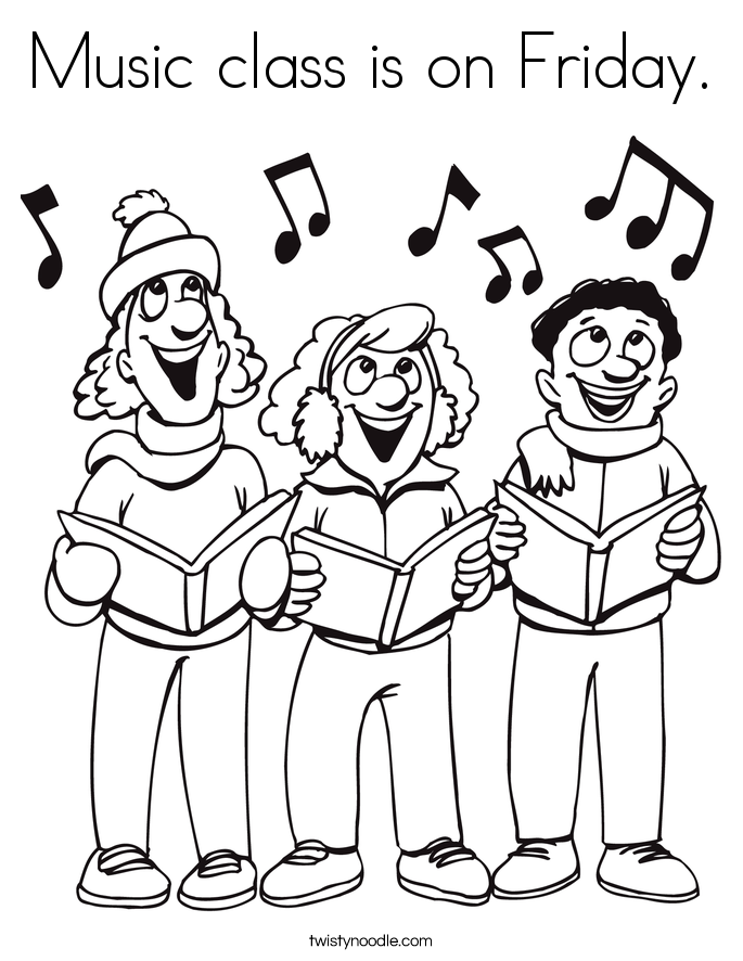 Music class is on Friday. Coloring Page