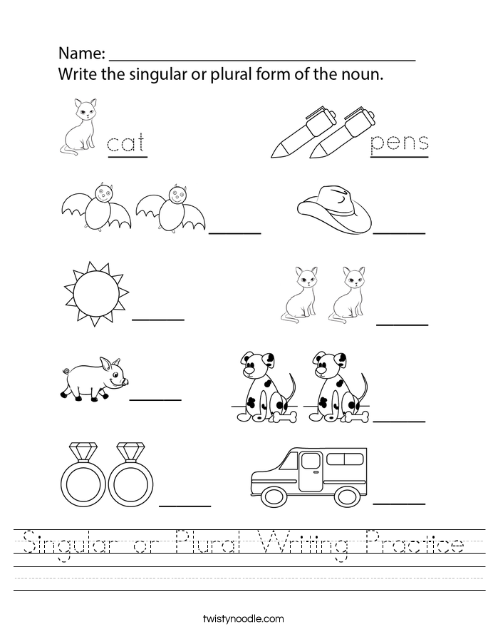 Singular or Plural Writing Practice Worksheet