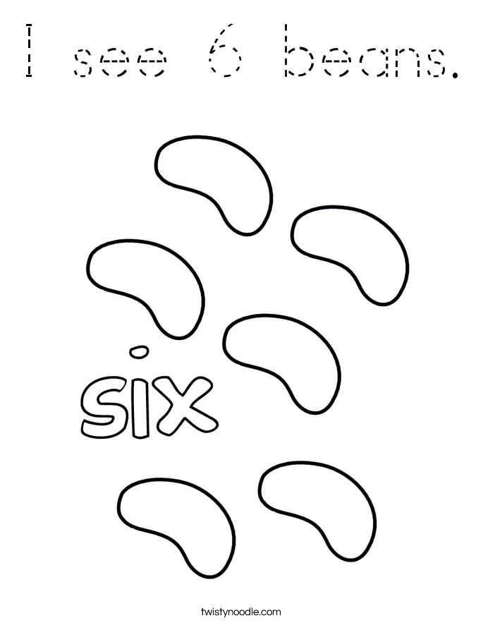 I see 6 beans. Coloring Page