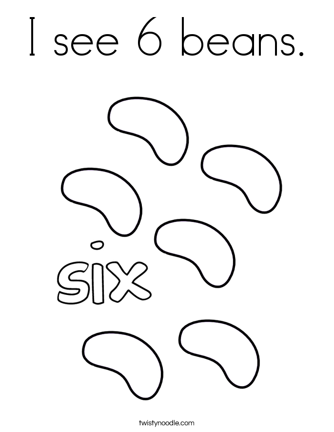 I see 6 beans. Coloring Page