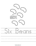 Six Beans Handwriting Sheet