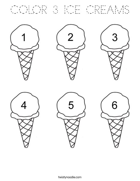 Six Ice Cream Cones Coloring Page
