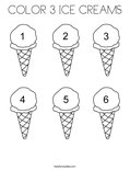 COLOR 3 ICE CREAMS Coloring Page