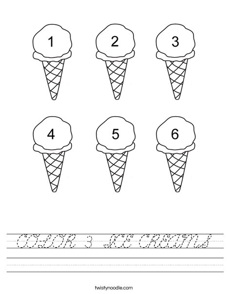 Six Ice Cream Cones Worksheet