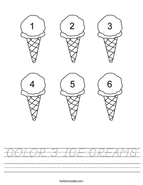 Six Ice Cream Cones Worksheet