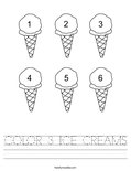 COLOR 3 ICE CREAMS Worksheet