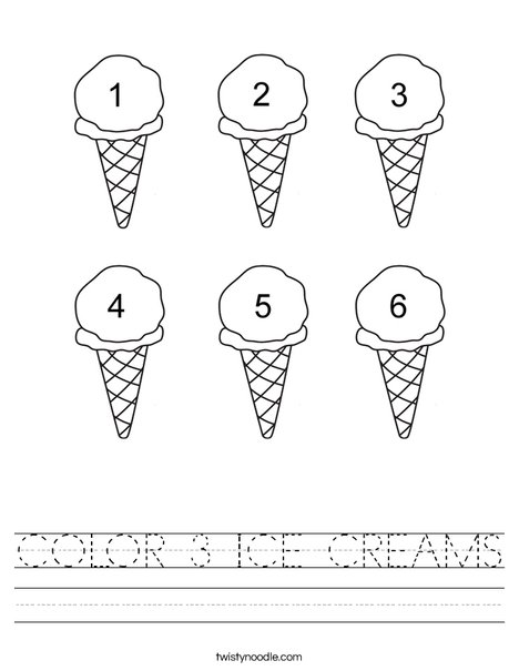 Six Ice Cream Cones Worksheet