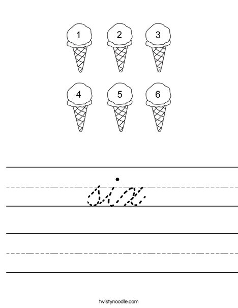 Six Ice Cream Cones Worksheet