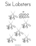 Six Lobsters Coloring Page