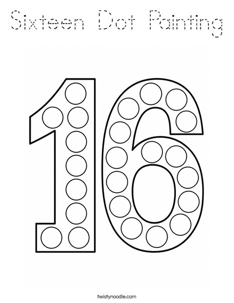 Sixteen Dot Painting Coloring Page