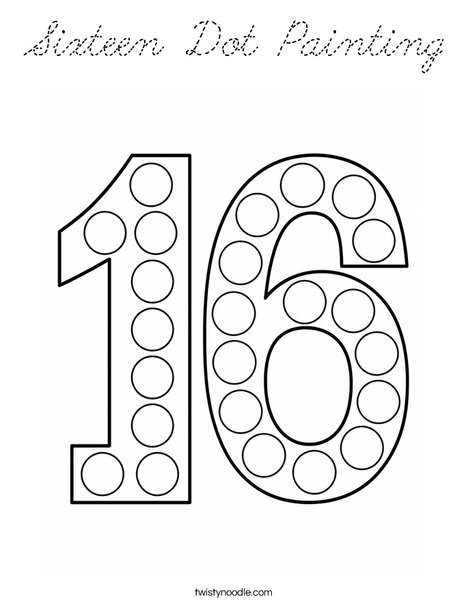 Sixteen Dot Painting Coloring Page