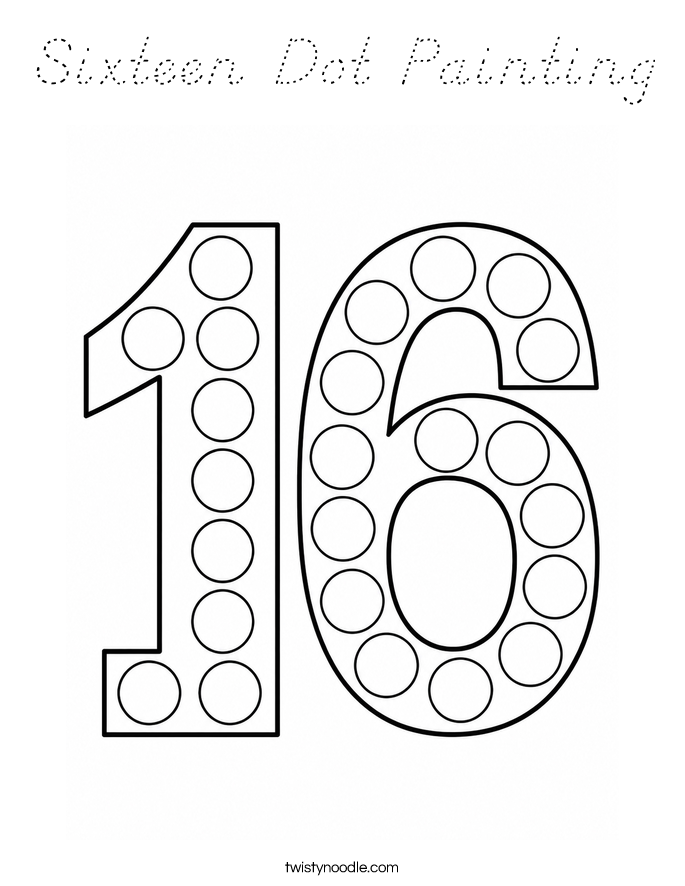 Sixteen Dot Painting Coloring Page