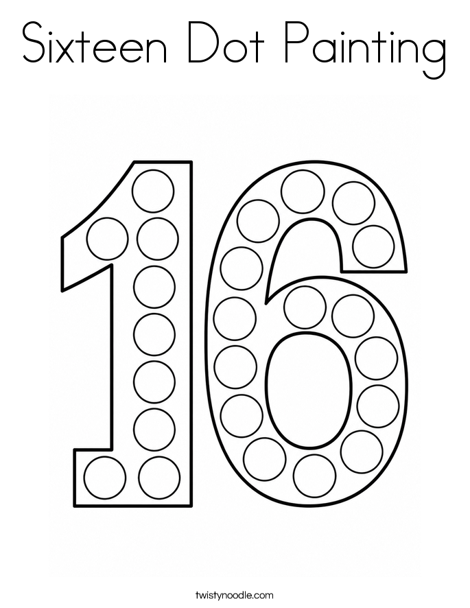 Sixteen Dot Painting Coloring Page