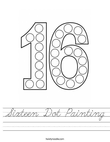 Sixteen Dot Painting Worksheet