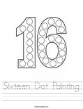 Sixteen Dot Painting Worksheet