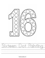 Sixteen Dot Painting Handwriting Sheet