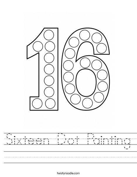 Sixteen Dot Painting Worksheet