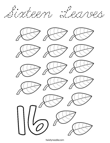Sixteen Leaves Coloring Page