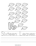Sixteen Leaves Worksheet