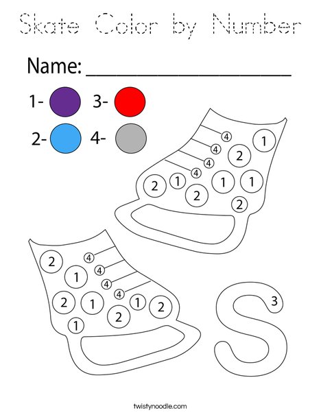 Skate Color by Number Coloring Page