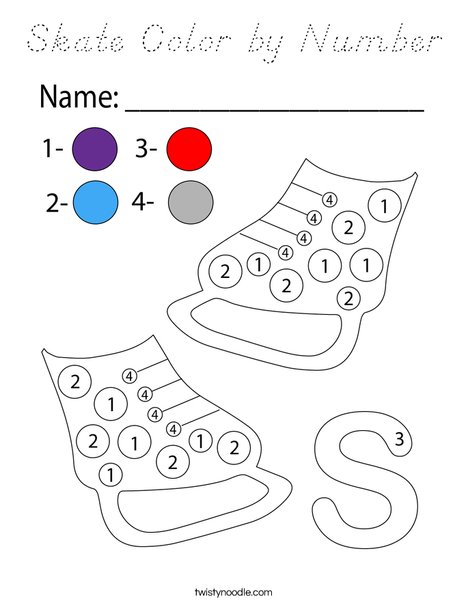 Skate Color by Number Coloring Page