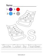 Skate Color by Number Handwriting Sheet