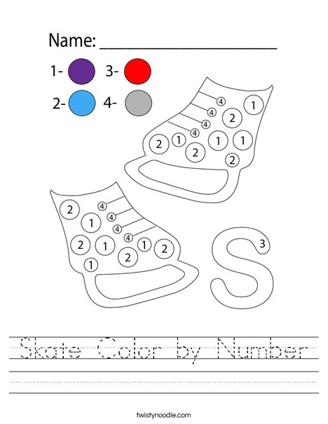 Skate Color by Number Worksheet