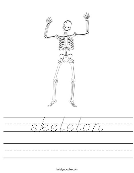skeleton Worksheet - D'Nealian - Twisty Noodle