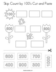 Skip Count by 100's Cut and Paste Coloring Page