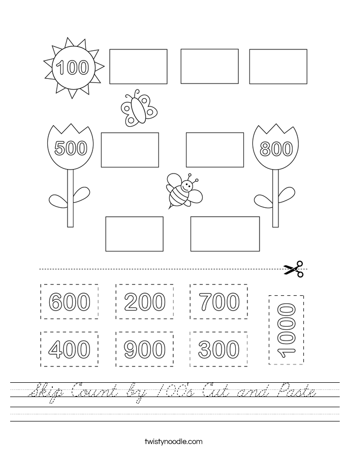 Skip Count by 100's Cut and Paste Worksheet