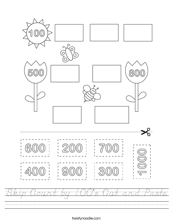 Skip Count by 100's Cut and Paste Worksheet