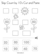 Skip Count by 10's Cut and Paste Coloring Page