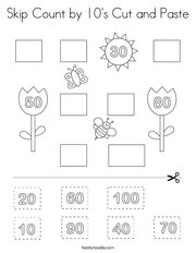 Skip Count by 10's Cut and Paste Coloring Page