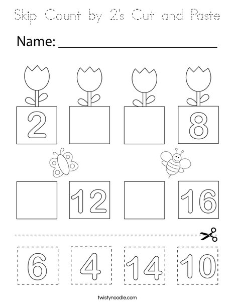 Skip Count by 2's Cut and Paste Coloring Page