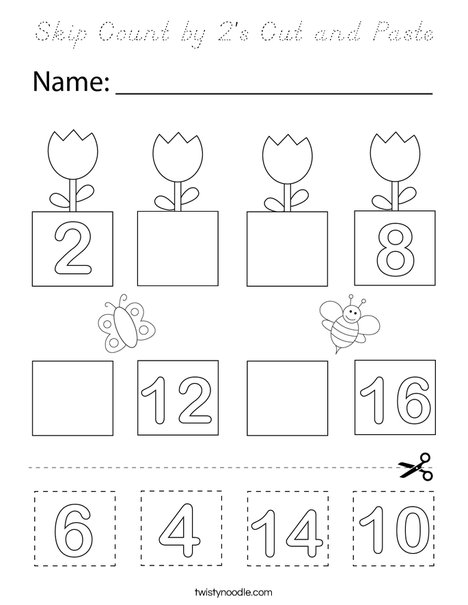 Skip Count by 2's Cut and Paste Coloring Page